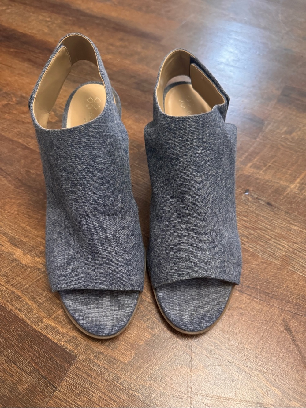 Naturalizer N5 Contour Denim Look Open Toe Block Heel Sandals Women’s Size 10